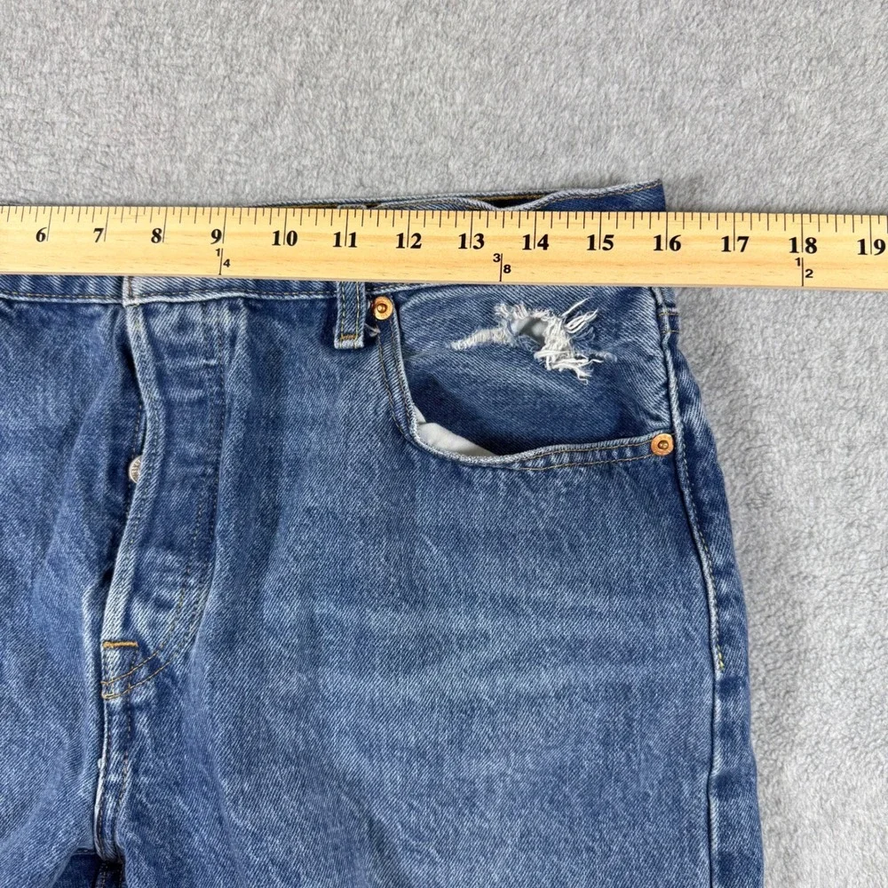 Y2K Levi's Jeans Mens Blue 501 Original Fit Distressed Straight Leg Denim 29x30